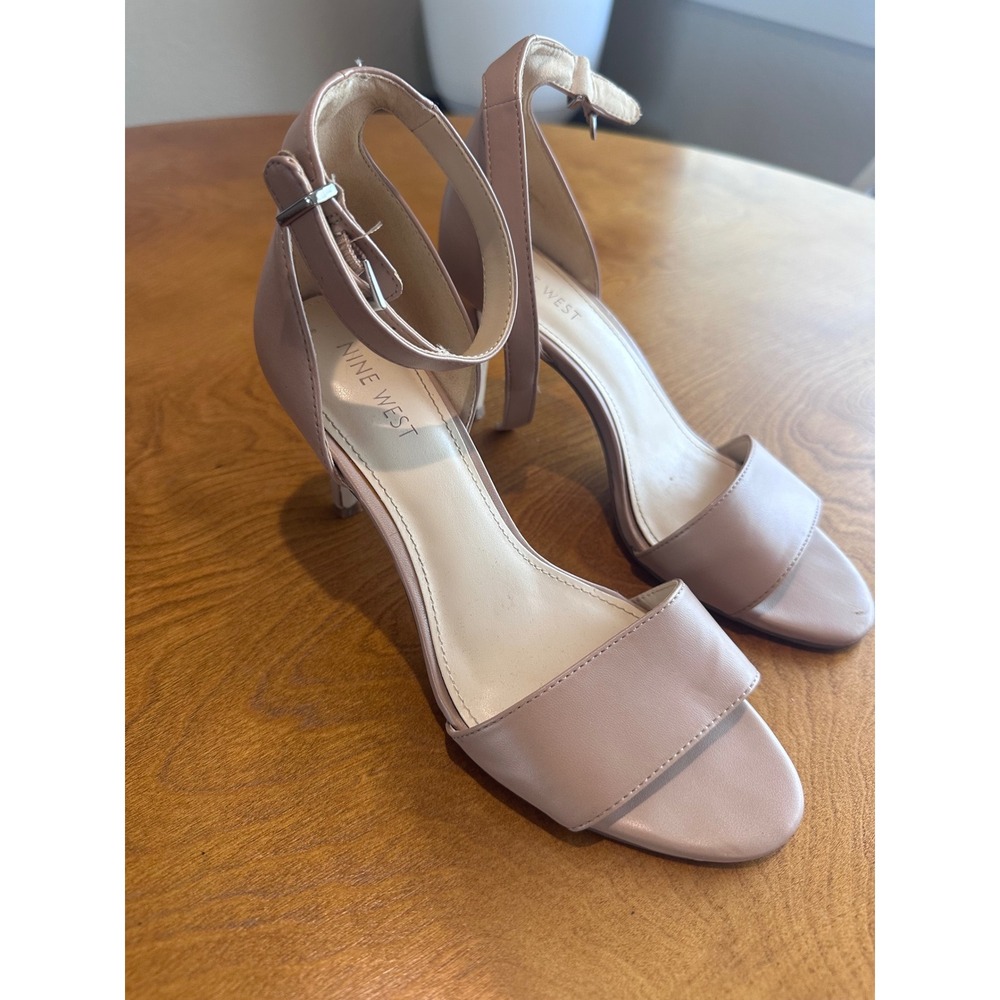 Nine West Womens Nude Ankle Strap Stiletto Heels Sandals Size 7.5M Blush